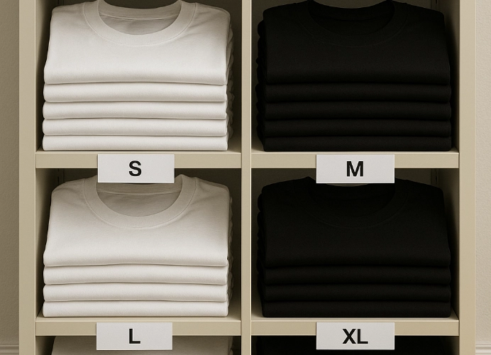 ชั้นวางเสื้อผ้าตามขนาด S M L XL