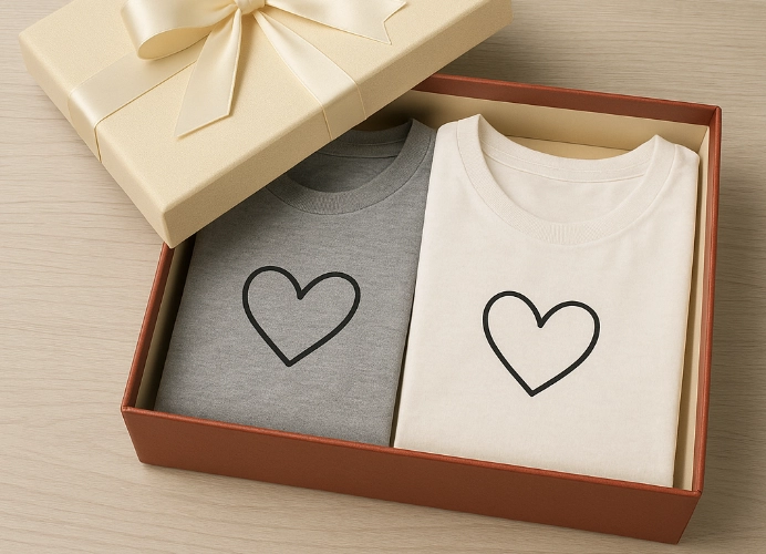 กล่องของขวัญเสื้อคู่ลายหัวใจ